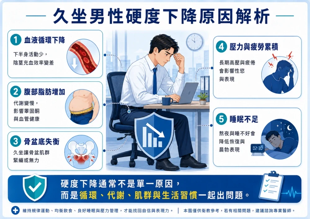 男性久坐工作場景
